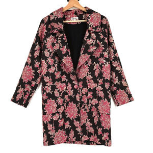 For Love & Lemons Womens Floral Metallic Coat Blazer Oversized XS Artsy Jacquard